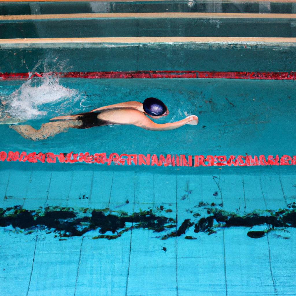 Woman swimming in indoor pool