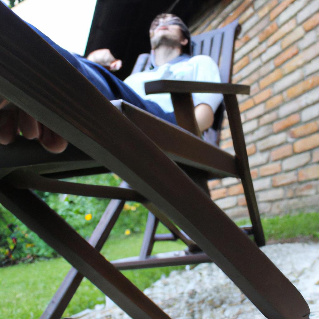 Person relaxing in garden chair